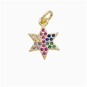 Copper Pendant Pave Zircon, Gold Plated, approx 11.5mm