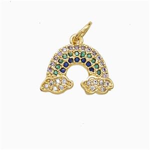 Copper Pendant Pave Zircon, Gold Plated, approx 10-14mm