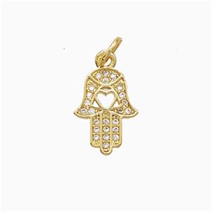 Copper Pendant Pave Zircon, Gold Plated, approx 10-13mm