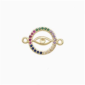 Copper Connector Pave Zircon, Gold Plated, approx 12mm