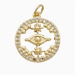 Copper Pendant Pave Zircon, Gold Plated, approx 17.5mm