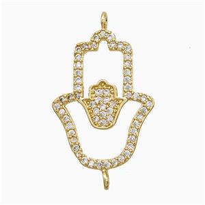 Copper Hamsahand Connector Pave Zirconia 18K Gold Plated, approx 15-20mm