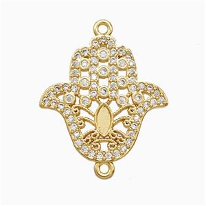 Copper Hamsahand Connector Pave Zirconia 18K Gold Plated, approx 18mm