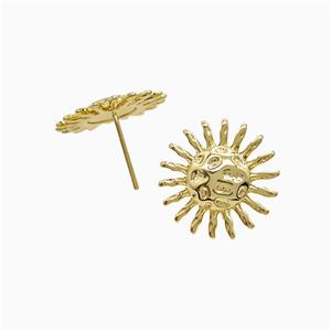 Copper Earring Pave Zircon, Gold Plated, approx 17.5mm