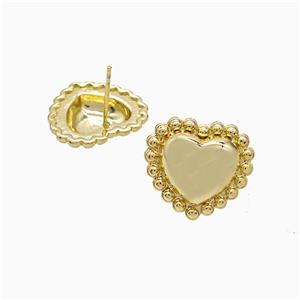 Copper Earring Pave Zircon, Gold Plated, approx 18mm