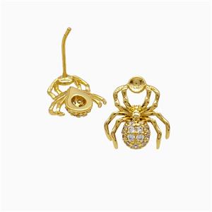 Copper Earring Pave Zircon, Gold Plated, approx 12-14mm