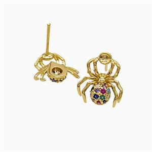 Copper Earring Pave Zircon, Gold Plated, approx 12-14mm