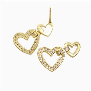 Copper Earring Pave Zircon, Gold Plated, approx 8mm, 12mm