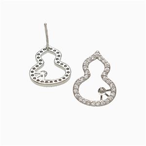 Copper Earring Pave Zircon, Gold Plated, approx 12-15mm