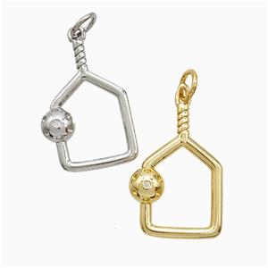 Copper Pendant Pave Zircon, Gold Plated, approx 14-20mm