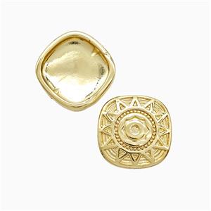 Copper Pendant Pave Zircon, Gold Plated, approx 12.5mm
