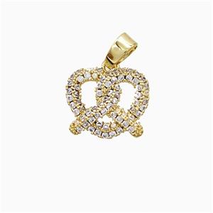 Copper Pendant Pave Zircon, Gold Plated, approx 12.5mm