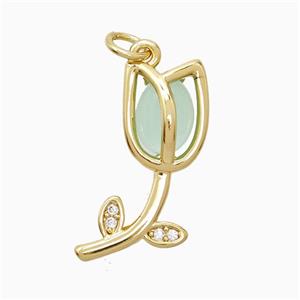 Copper Pendant Pave Zircon, Gold Plated, approx 9-21mm