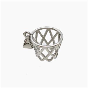 Copper Basket Hoop Pendant Sports Platinum Plated, approx 13mm