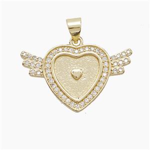 Copper Heart Angel Wings Pave Zirconia Gold Plated, approx 16-26mm