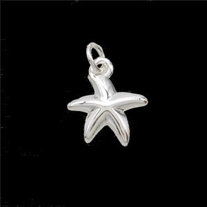 Copper Starfish Pendant Shiny Silver, approx 10mm