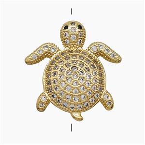 Copper Tortoise Beads Pave Zirconia 18K Gold Plated, approx 18mm