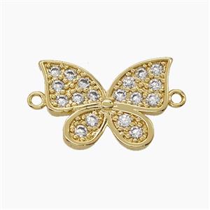 Copper Butterfly Connector Pave Zirconia 18K Gold Plated, approx 14-18mm