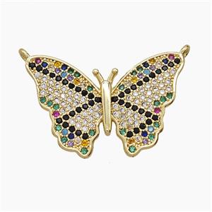 Copper Butterfly Pendant Pave Zirconia 2loops 18K Gold Plated, approx 18-27mm