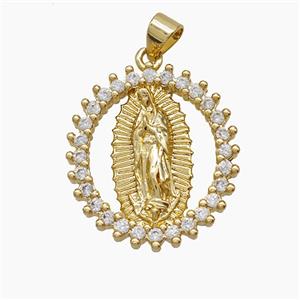 Copper Jesus Pendant Pave Zirconia 18K Gold Plated, approx 21-24mm