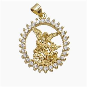 Copper Fairy Pendant Pave Zirconia 18K Gold Plated, approx 21-24mm
