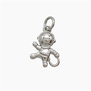 Copper Astronaut Pendant Platinum Plated, approx 10-12mm