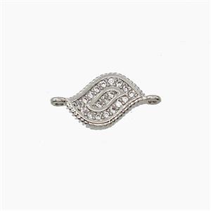Copper Leaf Connector Pave Zirconia Eye Platinum Plated, approx 8-10mm