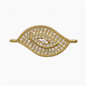 Copper Leaf Connector Pave Zirconia Eye 18K Gold Plated, approx 11-18mm