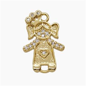 Copper Kids Girls Pendant Pave Zirconia 18K Gold Plated, approx 11-18mm