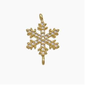 Copper Snowflake Connector Pave Zirconia 18K Gold Plated, approx 13mm