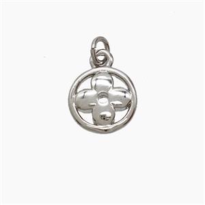 Copper Flower Pendant Platinum Plated, approx 8mm