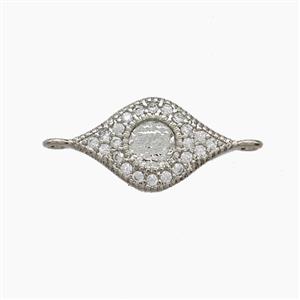 Copper Eye Connector Pave Zirconia Platinum Plated, approx 10-16mm