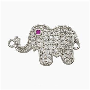 Copper Elephant Connector Micropave Zirconia Platinum Plated, approx 13-20mm