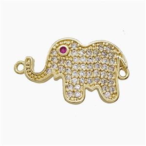 Copper Elephant Connector Micropave Zirconia 18K Gold Plated, approx 13-20mm