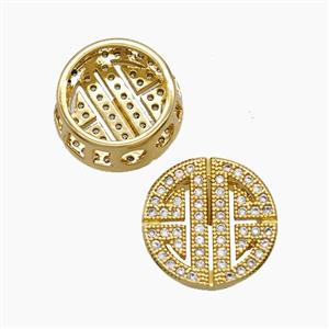 Copper Button Beads Pave Zirconia 18K Gold Plated, approx 13mm