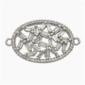 Copper Flower Connector Pave Zirconia Platinum Plated, approx 17.5-23mm