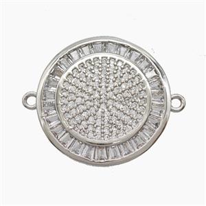 Copper Sun Connector Micropave Zirconia Platinum Plated, approx 21mm