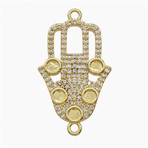 Copper Pendant Pave Zircon, Gold Plated, approx 17-24mm