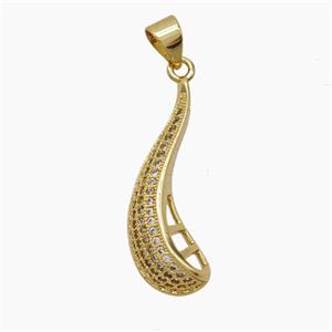 Copper Pendant Pave Zircon, Gold Plated, approx 9.5-25mm