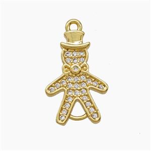 Copper Pendant Pave Zircon, Gold Plated, approx 11-17mm