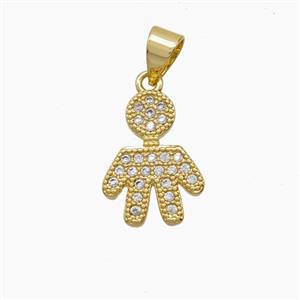 Copper Pendant Pave Zircon, Gold Plated, approx 11-15mm