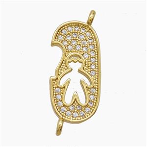 Copper Pendant Pave Zircon, Gold Plated, approx 9-18mm