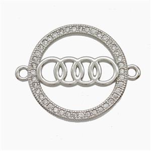 Copper Pendant Pave Zircon, Gold Plated, approx 19mm