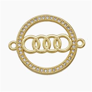 Copper Pendant Pave Zircon, Gold Plated, approx 19mm