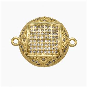 Copper Pendant Pave Zircon, Gold Plated, approx 17mm
