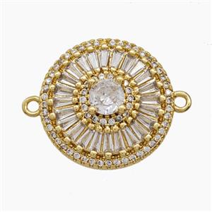 Copper Pendant Pave Zircon, Gold Plated, approx 19mm