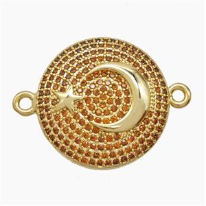 Copper Pendant Pave Zircon, Gold Plated, approx 21mm