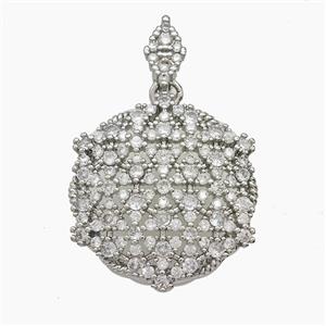 Copper Pendant Pave Zircon, Gold Plated, approx 27mm, 6-12mm