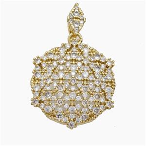 Copper Pendant Pave Zircon, Gold Plated, approx 27mm, 6-12mm