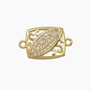 Copper Pendant Pave Zircon, Gold Plated, approx 12-14mm